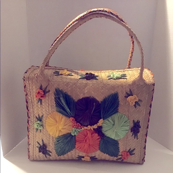 Unknown Handbags - Vintage Handmade Straw Purse/Tote